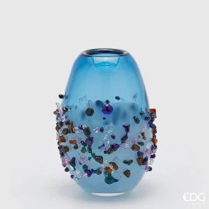 EDG - Vaso Gemme Ovale H 29 Cm Vetro Light Blue