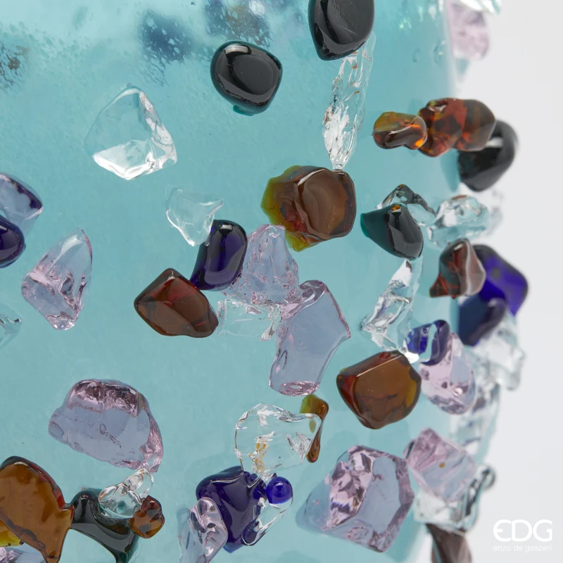 EDG - Vaso Gemme Ovale H 29 Cm Vetro Turchese - immagine 2