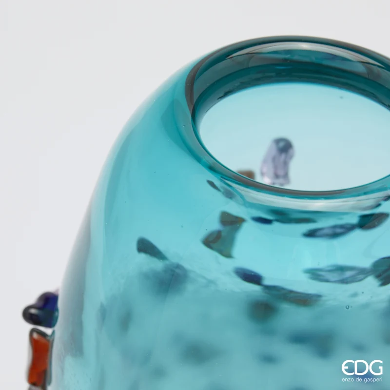 EDG - Vaso Gemme Ovale H 29 Cm Vetro Turchese - immagine 3