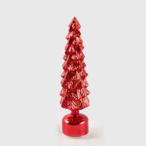 EDG - Decorazione Natalizia Pino Twist con Musica Movimento e Led 40,5x10cm Rosso Vetro