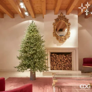 EDG - Albero di Natale Pino Luxury H 210 Cm D 142 Cm con 4.000 Led Verde con Telecomando