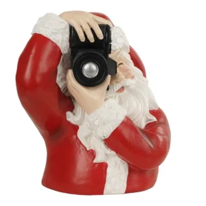 Busto Babbo Natale con Macchina Fotografica in Resina