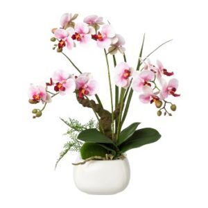 Phalaenopsis Artificiale 46cm viola con vaso in ceramica Real Touch