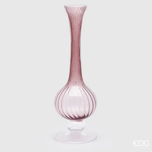 EDG - Vaso Collolungo Righe H 55 Cm D 18 Cm Antique Pink