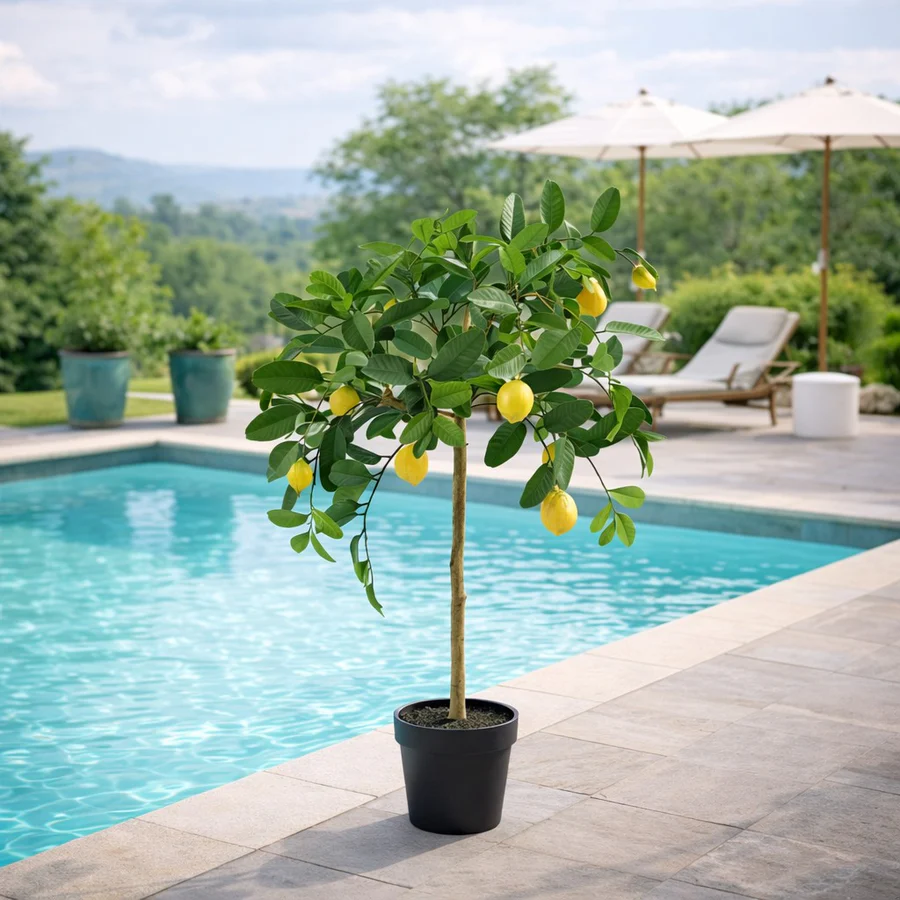 EDG - Limone Anti-UV x9 con Vaso Pianta Artificiale H 125 Cm - immagine 5