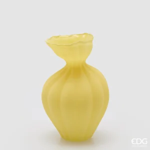 EDG - Vaso Flow Sinuoso H 30,5 Cm D 19,5 Cm Waterproof Vetro Satinato Giallo