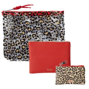 Fisura - Set 3 Pezzi Beauty Case Pochette Leopardo
