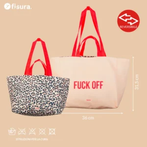 Fisura - Borsa da spiaggia reversibile Fuck Off
